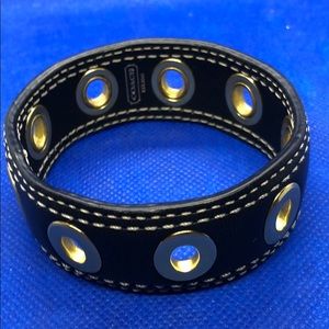 Coach leather bracelet black and gold